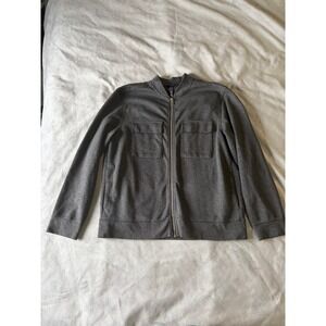 HM Mens Charcoal Gray Full Zip Bomber Jacket Sweater Size Large Pockets